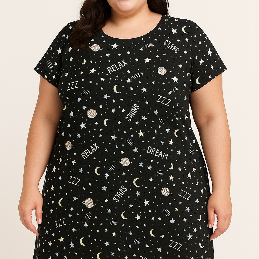 Walmart Black Women’s Starry Night Sleep Shirt Size: LG (14-18)